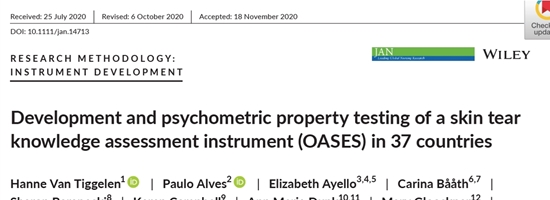 Development and psychometric property testing of a skin tear knowledge assessment instrument (OASES) in 37 countries